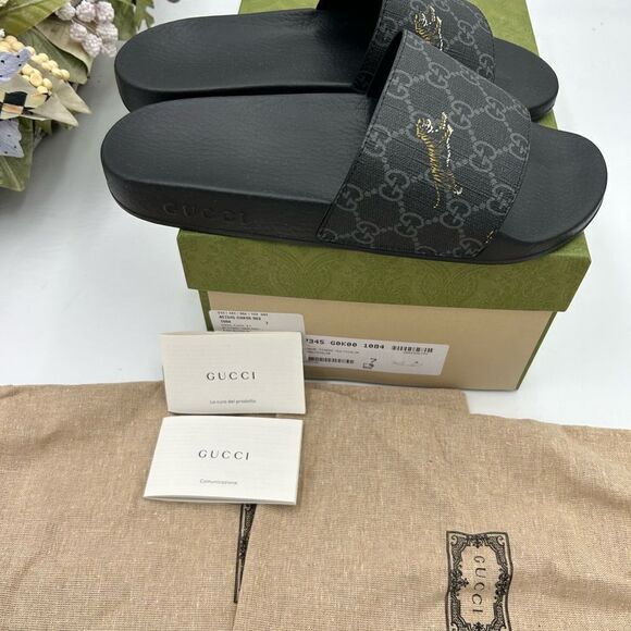 Men’s Gucci GG Supreme tiger print Pool slides size size 7 made in Italy - Picture 8 of 8